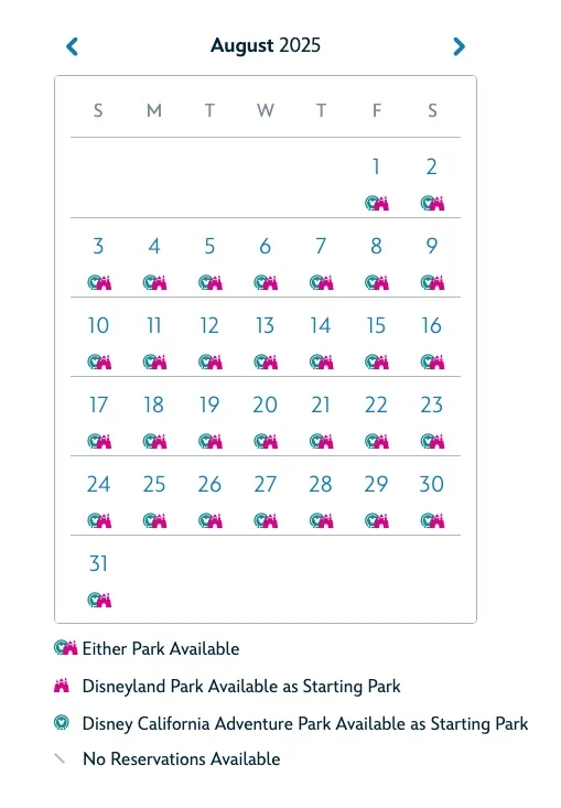 Theme Park Reservation Availability 截圖